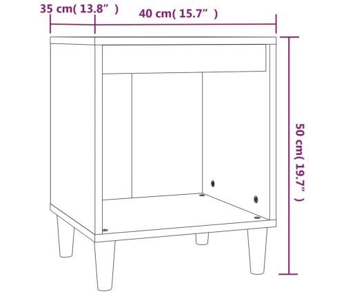 Mesita de noche madera contrachapada blanco 40x35x50 cm