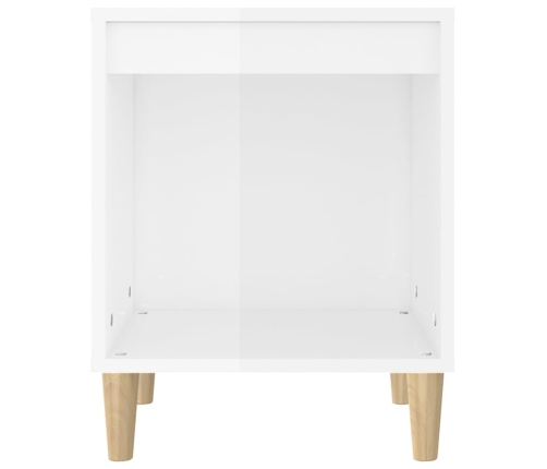 Mesita de noche madera contrachapada blanco brillo 40x35x50 cm