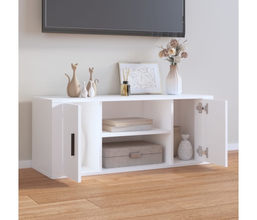 Mueble para TV madera contrachapada blanco 100x35x40 cm