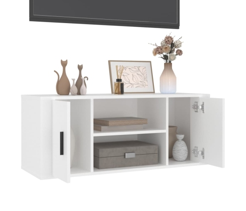 Mueble para TV madera contrachapada blanco 100x35x40 cm