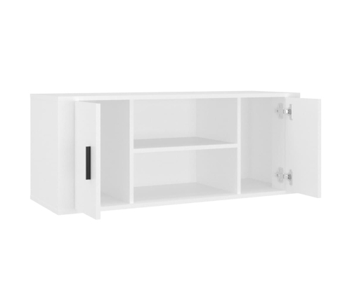 Mueble para TV madera contrachapada blanco 100x35x40 cm