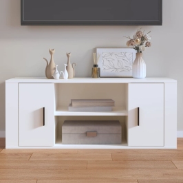 Mueble para TV madera contrachapada blanco 100x35x40 cm