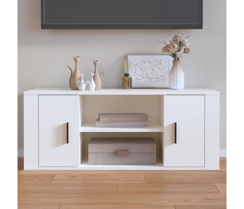 Mueble para TV madera contrachapada blanco 100x35x40 cm