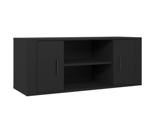 vidaXL Mueble para TV madera contrachapada negra 100x35x40 cm