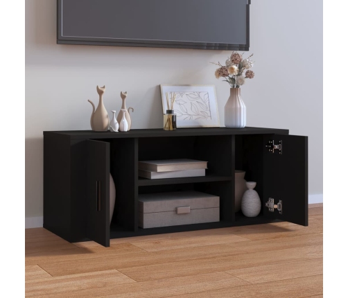 vidaXL Mueble para TV madera contrachapada negra 100x35x40 cm