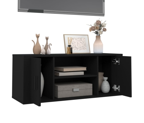 vidaXL Mueble para TV madera contrachapada negra 100x35x40 cm