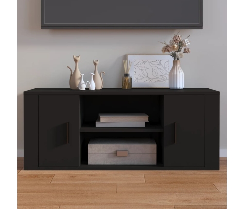 vidaXL Mueble para TV madera contrachapada negra 100x35x40 cm