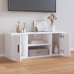 Mueble de TV madera contrachapada blanco brillo 100x35x40 cm