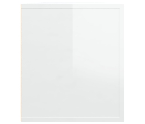 Mueble de TV madera contrachapada blanco brillo 100x35x40 cm