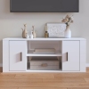 Mueble de TV madera contrachapada blanco brillo 100x35x40 cm