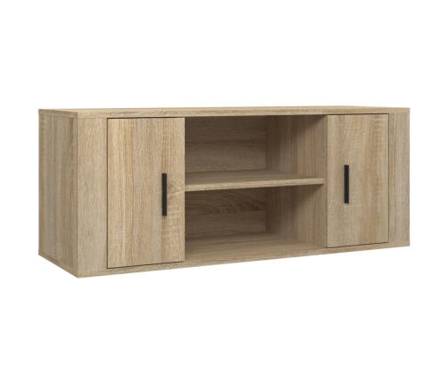 Mueble para TV madera contrachapada color roble 100x35x40 cm