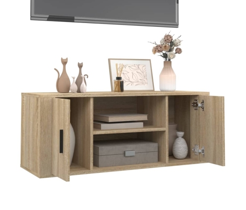 Mueble para TV madera contrachapada color roble 100x35x40 cm