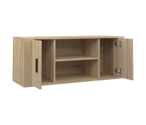 Mueble para TV madera contrachapada color roble 100x35x40 cm