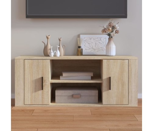 Mueble para TV madera contrachapada color roble 100x35x40 cm