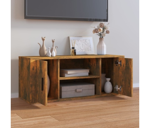 Mueble para TV madera contrachapada roble ahumado 100x35x40 cm