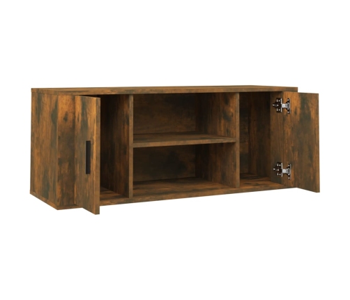 Mueble para TV madera contrachapada roble ahumado 100x35x40 cm