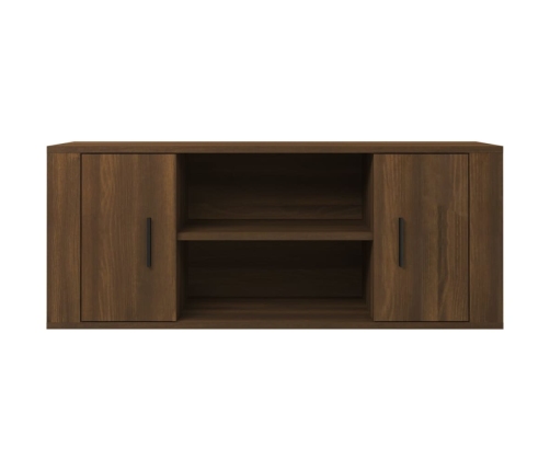 Mueble TV madera contrachapada color marrón roble 100x35x40 cm