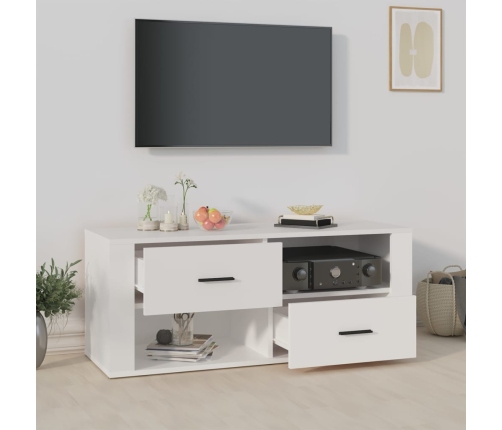 Mueble para TV madera contrachapada blanco 100x35x40 cm