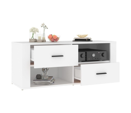 Mueble para TV madera contrachapada blanco 100x35x40 cm