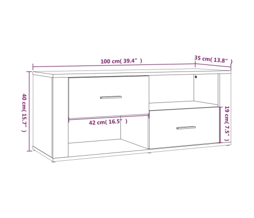 Mueble para TV madera contrachapada blanco 100x35x40 cm