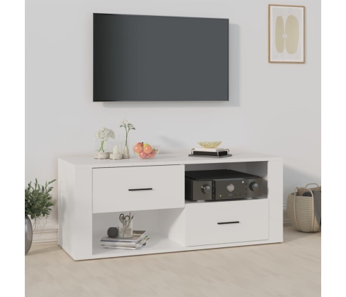 Mueble para TV madera contrachapada blanco 100x35x40 cm