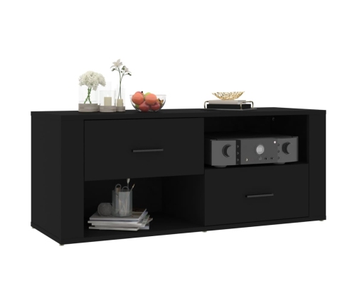 Mueble para TV madera contrachapada negra 100x35x40 cm