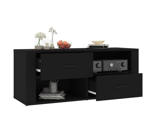 Mueble para TV madera contrachapada negra 100x35x40 cm