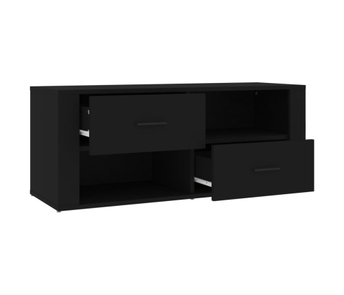 Mueble para TV madera contrachapada negra 100x35x40 cm