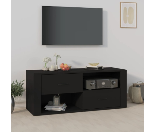 Mueble para TV madera contrachapada negra 100x35x40 cm