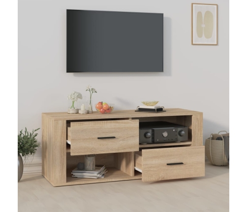 Mueble para TV madera contrachapada color roble 100x35x40 cm