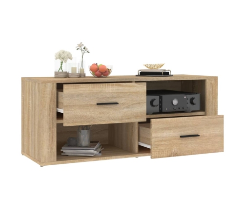 Mueble para TV madera contrachapada color roble 100x35x40 cm