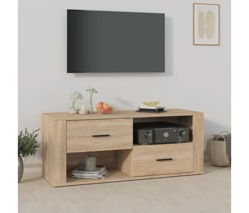 Mueble para TV madera contrachapada color roble 100x35x40 cm