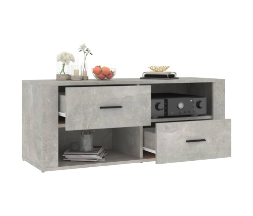 vidaXL Mueble para TV contrachapada gris hormigón 100x35x40 cm