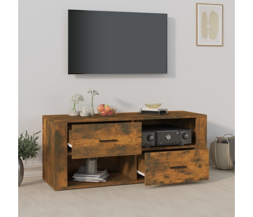 Mueble para TV madera contrachapada roble ahumado 100x35x40 cm