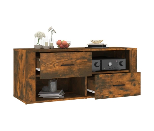 Mueble para TV madera contrachapada roble ahumado 100x35x40 cm