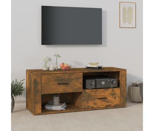 Mueble para TV madera contrachapada roble ahumado 100x35x40 cm