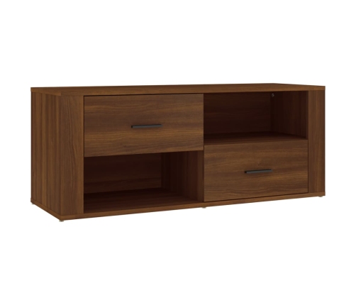 Mueble TV madera contrachapada color marrón roble 100x35x40 cm