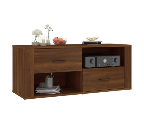 Mueble TV madera contrachapada color marrón roble 100x35x40 cm