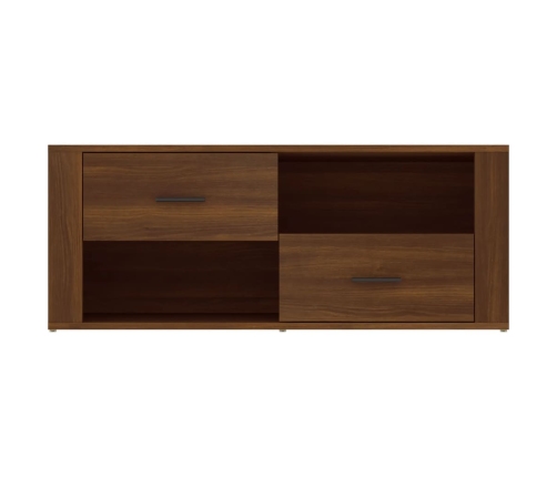 Mueble TV madera contrachapada color marrón roble 100x35x40 cm