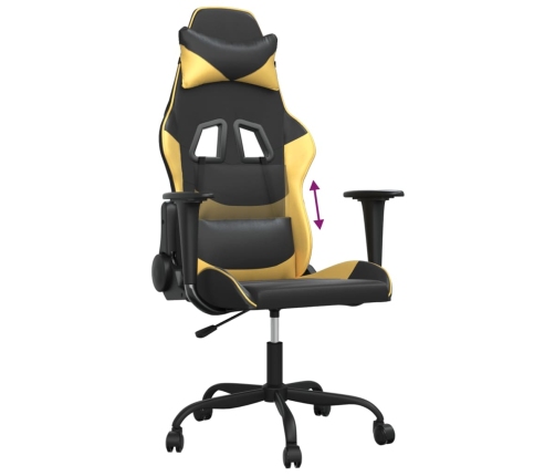 Silla gaming cuero sintético negro y dorado