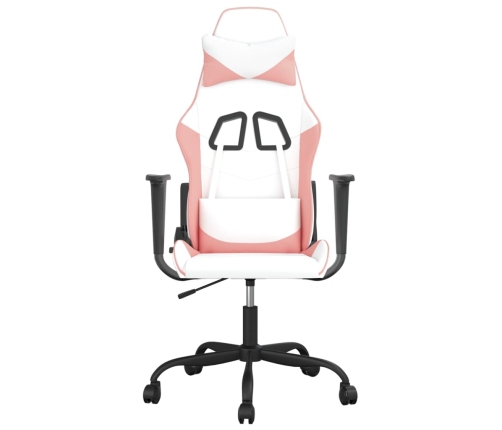 Silla gaming cuero sintético blanco y rosa