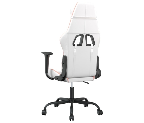 Silla gaming cuero sintético blanco y rosa