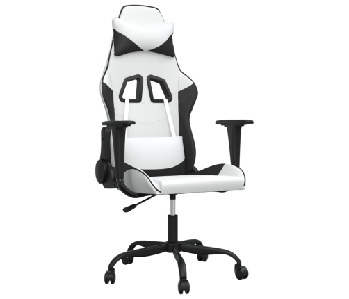 Silla gaming cuero sintético blanco y negro