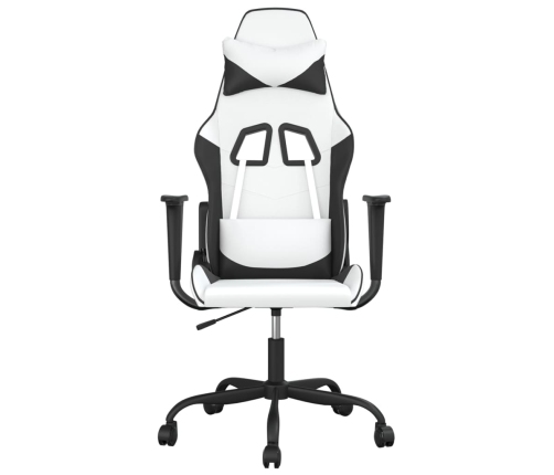 Silla gaming cuero sintético blanco y negro