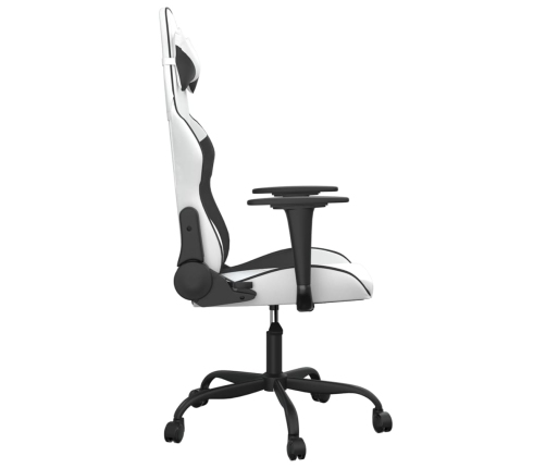 Silla gaming cuero sintético blanco y negro