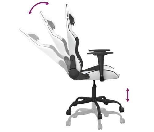 Silla gaming cuero sintético blanco y negro