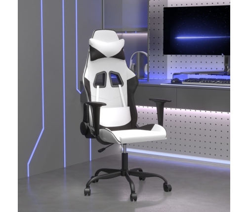 Silla gaming cuero sintético blanco y negro