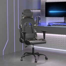 Silla gaming cuero sintético negro y camuflaje