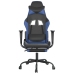 Silla gaming con reposapiés cuero sintético negro azul