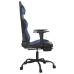 Silla gaming con reposapiés cuero sintético negro azul